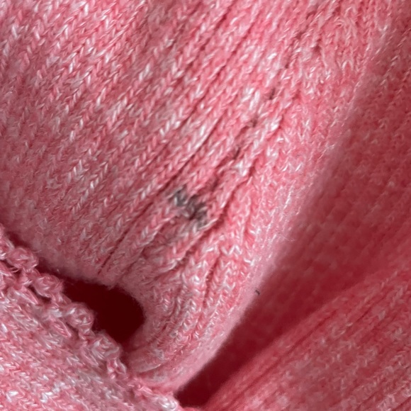 Anthropologie XS pink faux-wrap sweater with mesh embroidered sleeves - Picture 9 of 11